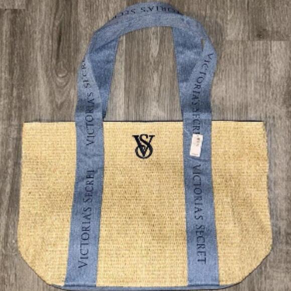 Victoria's Secret Straw Beach Tote Bag - Picture 1 of 5